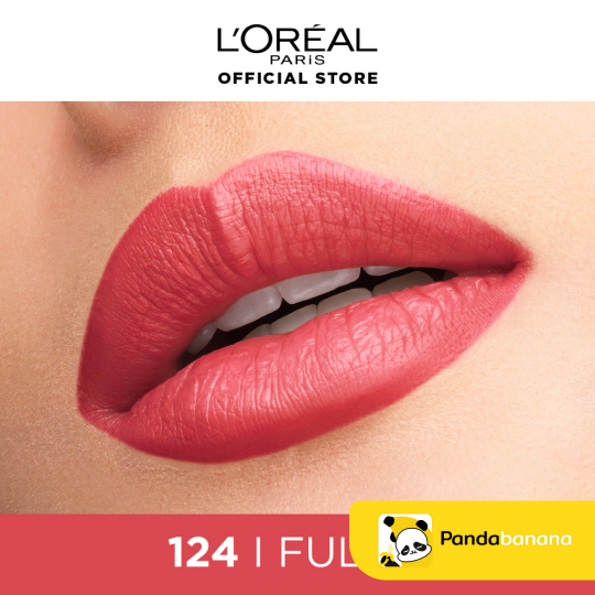 ลิปสติกโทนชมพู แบรนด์ L'Oréal Paris Rouge Signature Lipstick - No.124 I Fulfil